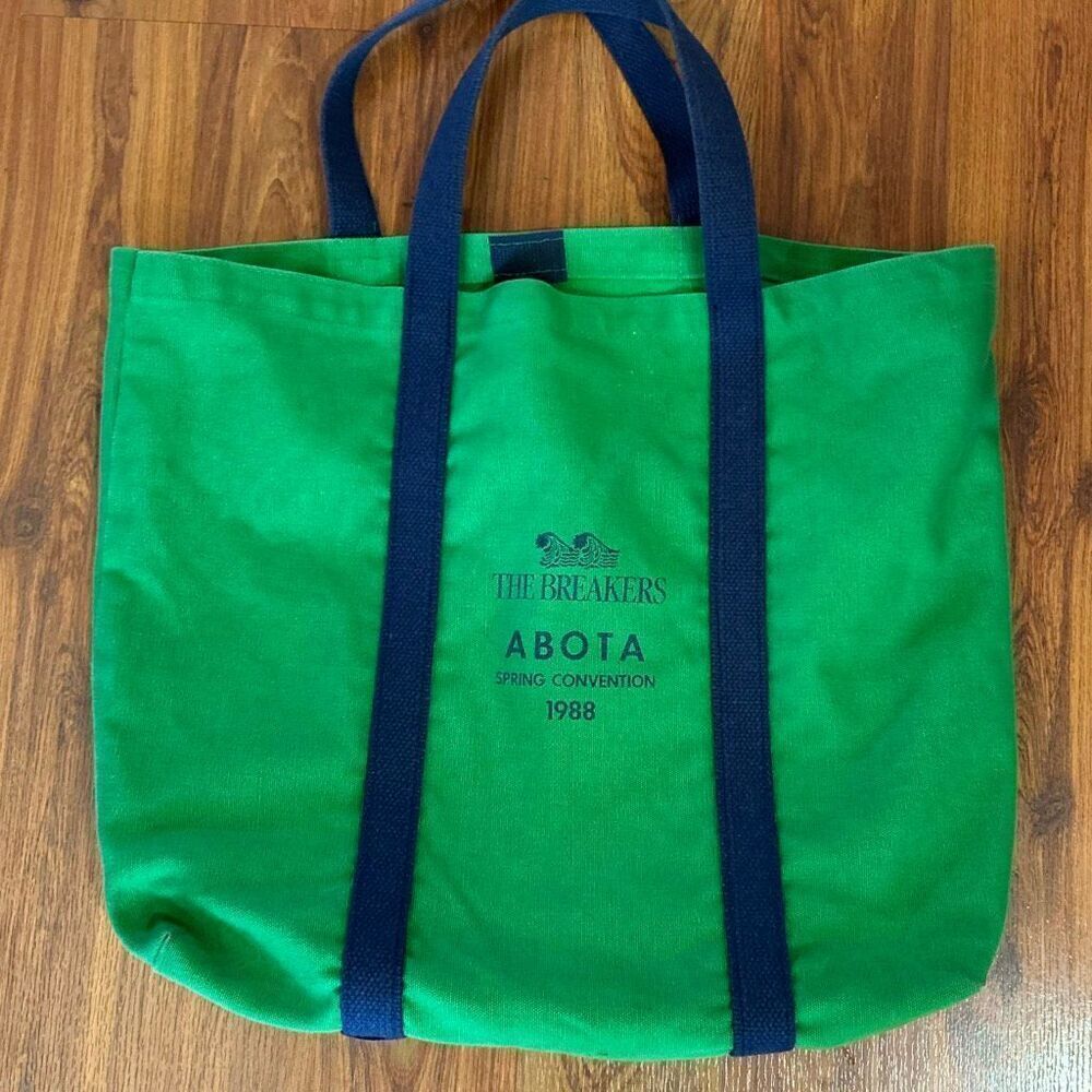 The Breakers Palm Beach vintage tote bag green navy 1988 ABOTA